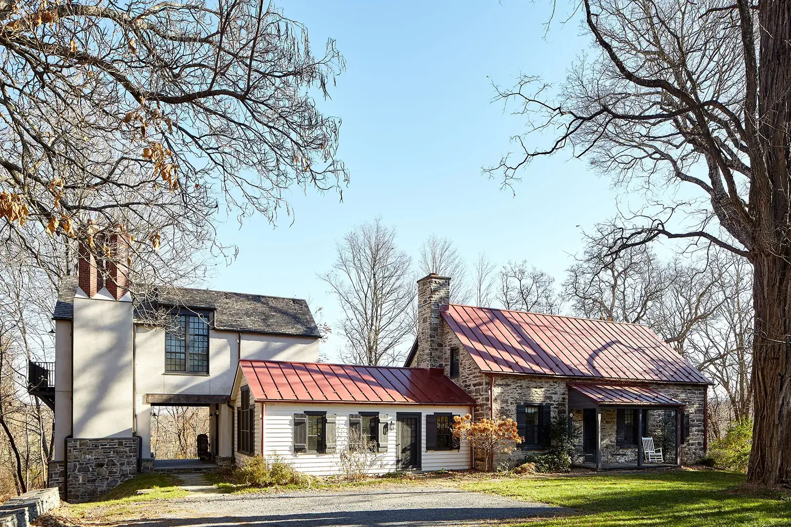 A Stone Farmhouse, Civil War–Era Addition, and Stucco New Build Come Together in the Hudson Valley